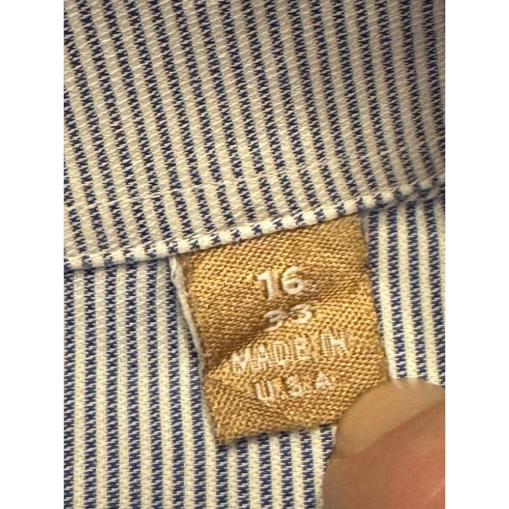 16 / 33 Gitman Bros Tailored Fit Button Up Long Sleeve Dress Shirt Blue Stripe - Picture 4 of 10